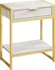 Monarch Specialties Inc. Beige Marble 24"H Gold Metal Accent Table with Shelf-0