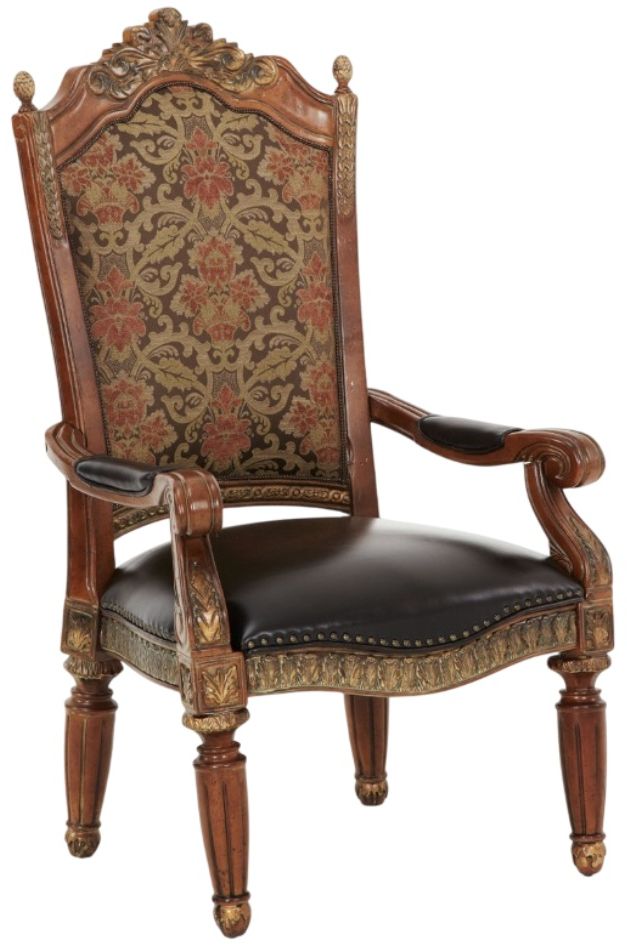 Michael Amini® Villa Valencia Black/Classic Chestnut Arm Chair