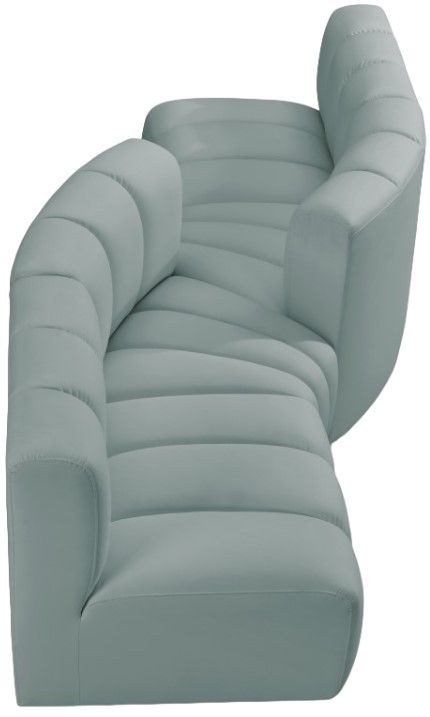 Meridian Furniture Arc 4-Piece Mint Green Vegan Leather Sectional-2
