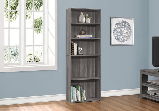 Monarch Specialties Inc. 72"H Grey 5 Shelves Bookcase-1