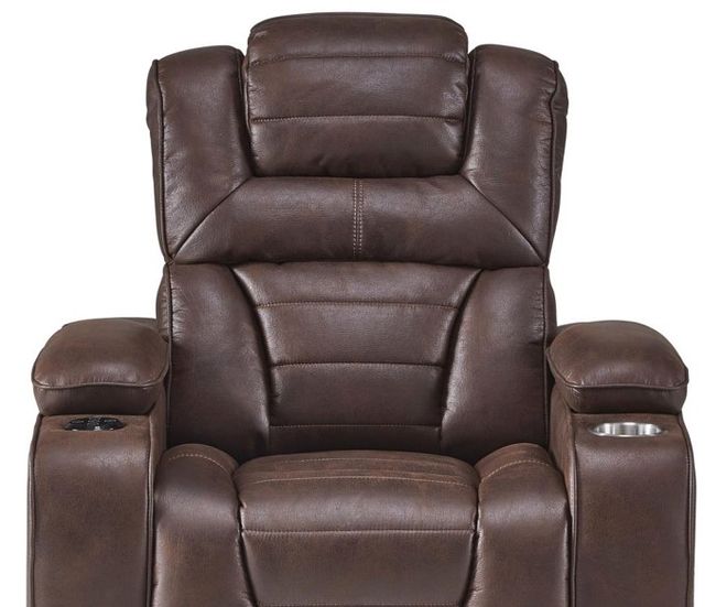 Corinthian Furniture Luke Chocolate Power Recliner with Power Headrest-2