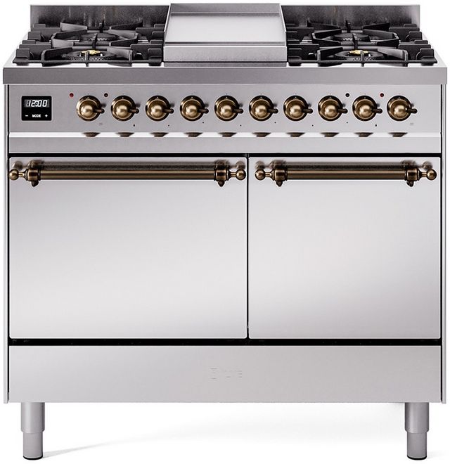 Ilve® Nostalgie II Series 40" Stainless Steel Pro Style Dual Fuel Range