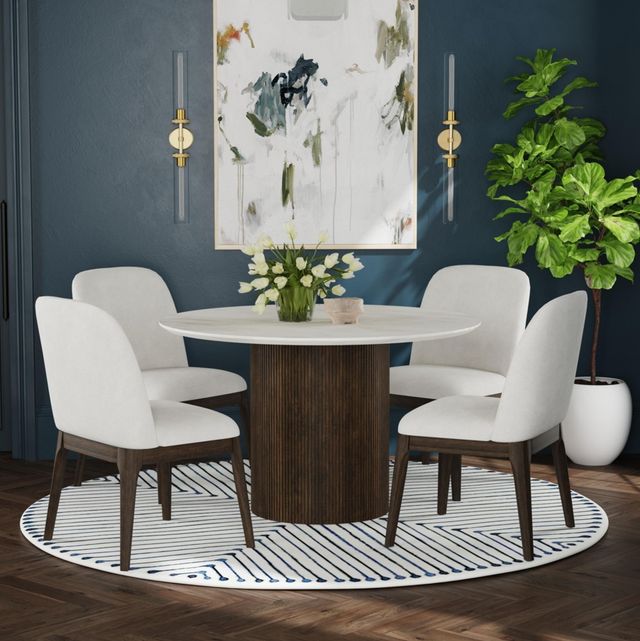 Elements International Sylvie 5-Piece Dark Brown/White Round Dining Set-1