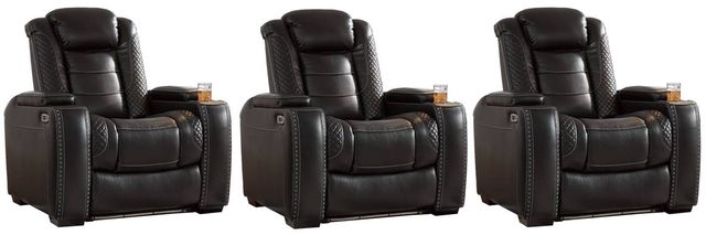 Signature Design by Ashley® Party Time 3-Piece Midnight Power Theater Seating Set