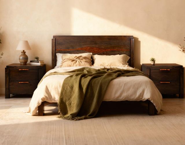 International Furniture Direct Raramuri Brown King Panel Bed-1