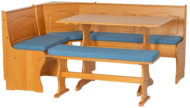 Linon Chelsea 4-Piece Blue/Honey Nook Set with Cushion-0
