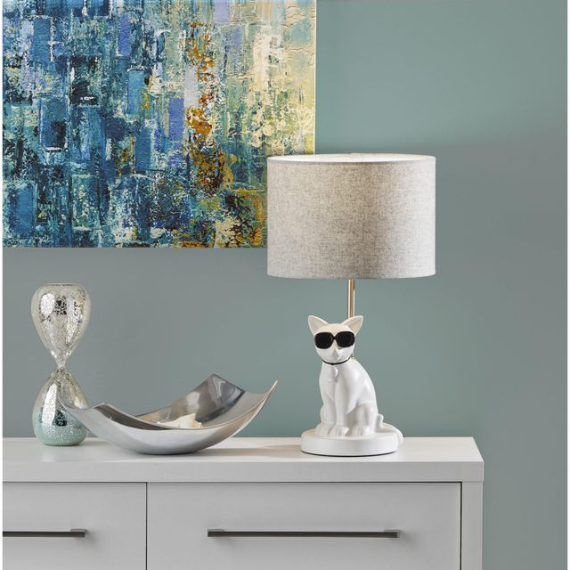 Adesso® Sunny Cat Matte White Table Lamp-1