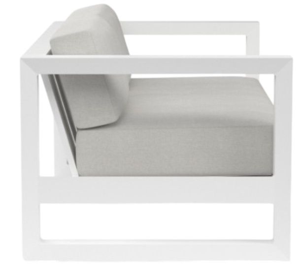 Sunset West Newport Satin White Aluminum Outdoor Club Chair with Cast Silver Cushion-1