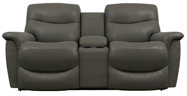 La-Z-Boy® James Charcoal Leather Manual Reclining Loveseat with Console-1