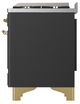 Ilve® Majestic III 60" Graphite Matte Pro Style Dual Fuel Liquid Propane Range with Solid Door and Brass Trim-4