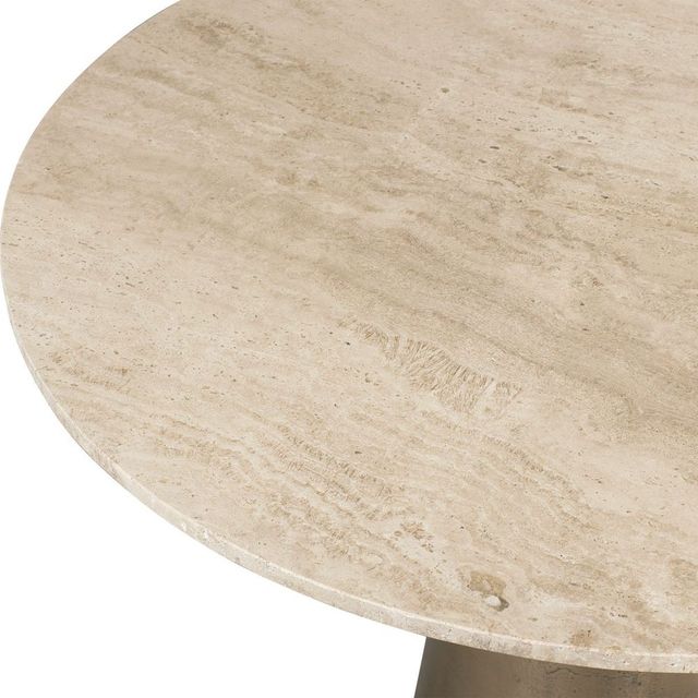 Uttermost® Midsummer Beige Aluminum/Stone Indoor-Outdoor Bistro Table with Antique Brass Base-2