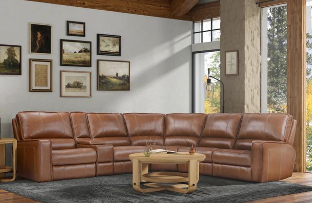Parker House® Rockford 6-Piece Verona Saddle Power Reclining L-Shape Sectional with Power Headrests-2