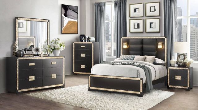 Global Furniture USA Blake 5-Piece Black/Gold King Bedroom Set-1