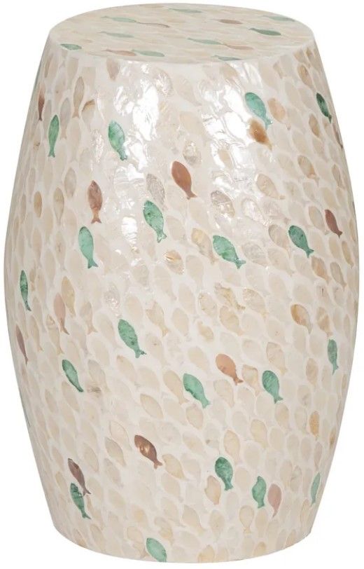 Linon Capiz Beige Drum Table-0