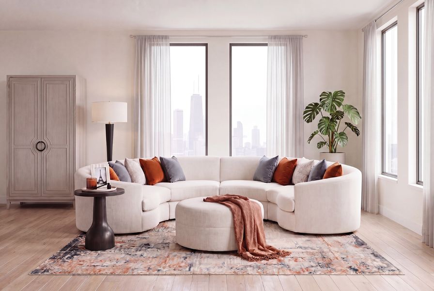 Decor-Rest® Furniture LTD 3-Piece Jayda Ivory Sectional | Darvin ...