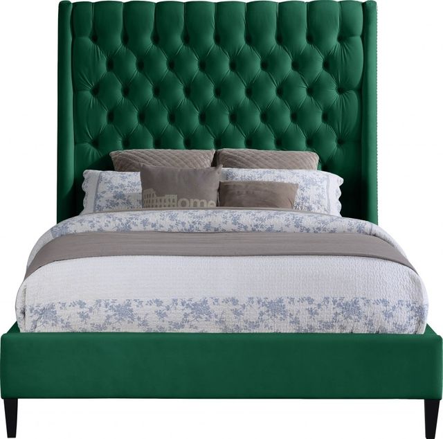 Meridian Furniture Fritz Green Velvet Full Bed-1