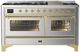 Ilve® Majestic III 60" Stainless Steel Pro Style Dual Fuel Natural Gas Range with Triple Glass Door and Brass Trim-0