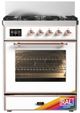 Ilve® Majestic III 30" Custom Pro Style Dual Fuel Liquid Propane Range with 5 Black Brass Burners and Copper Trim-0