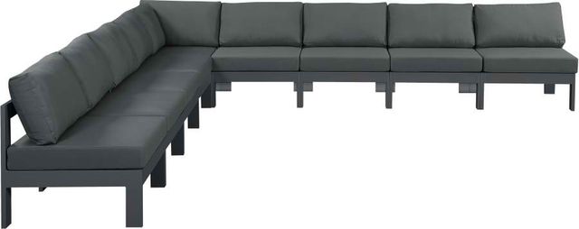 Meridian Furniture Nizuc 9-Piece Grey Outdoor Patio Modular Sectional Set-0