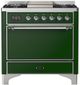 Ilve® Majestic III 36" Emerald Green Pro Style Dual Fuel Liquid Propane Range with Solid Door and Chrome Trim-0