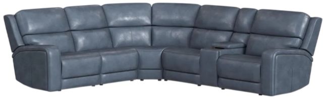Flexsteel® Oasis Storm Leather Power Sectional with Custom Layout Options-0