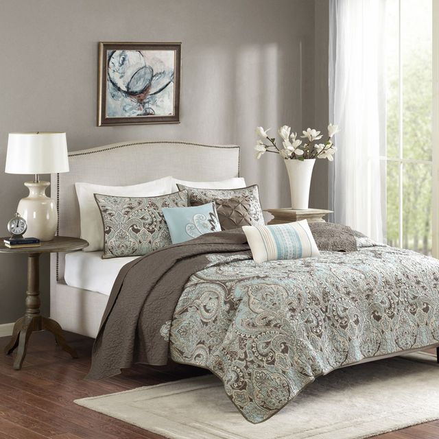 Olliix by Madison Park 6 Piece Brown King/California King Geneva Reversible Coverlet Set-0