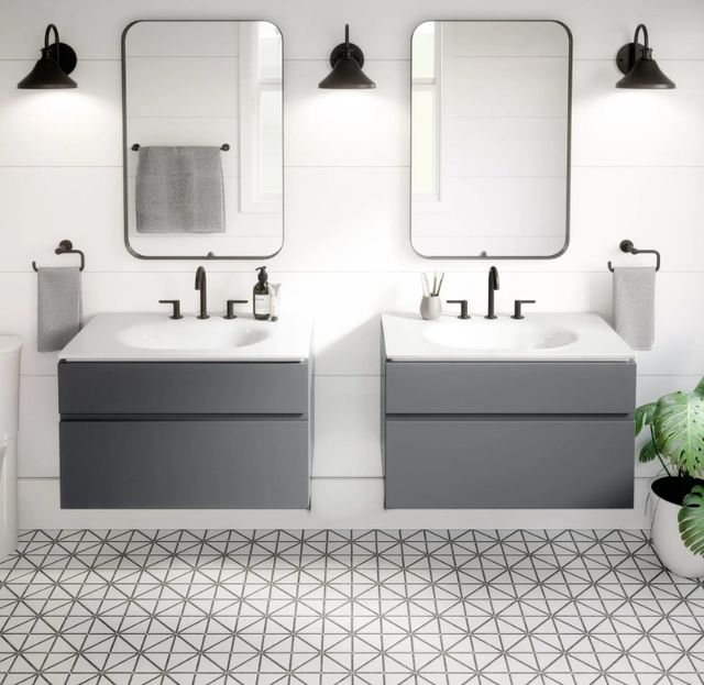 American Standard Studio® S Matte Black 8" Widespread 2-Handle Bathroom Faucet with Lever Handles-1