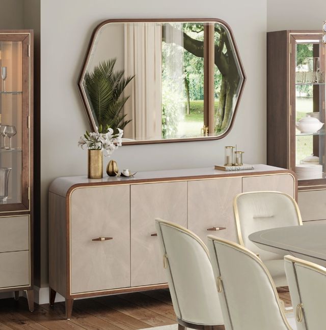 Michael Amini® Houston Gray/Walnut Sideboard and Mirror-1
