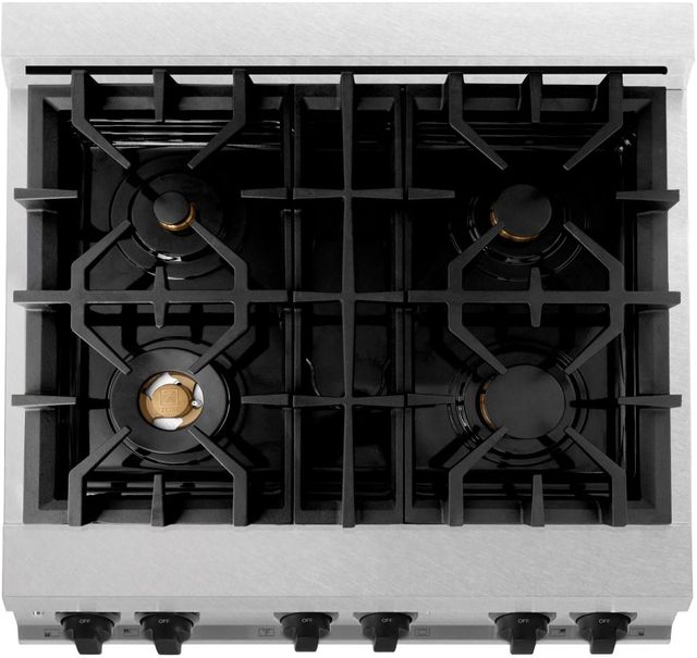 ZLINE Autograph Edition Legacy 30" Satin Stainless Steel Pro Style Dual Fuel Range with 4 Burner Cooktop, Electric Convection Oven and Matte Black Accents-3