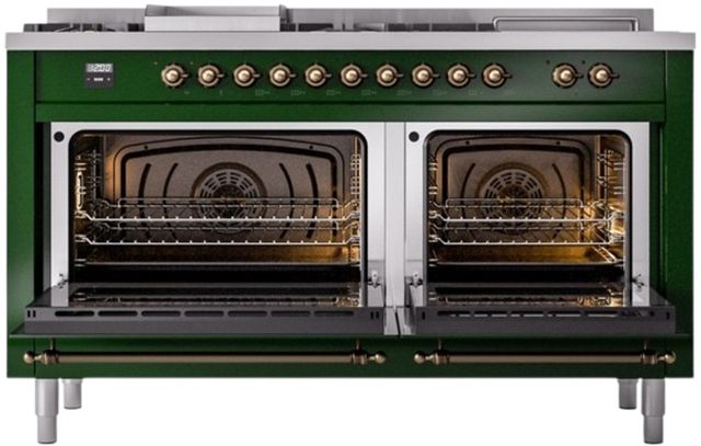 Ilve® Nostalgie II Series 60" Emerald Green Pro Style Dual Fuel Range-2