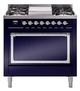 Ilve® Nostalgie II Noblesse 36'' Midnight Blue Pro Style Dual Fuel Range with Chrome Trim-0