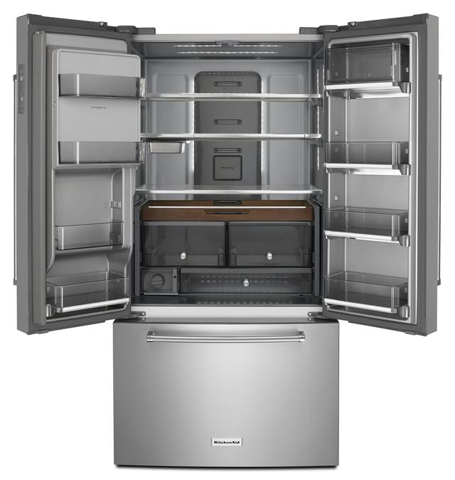 KitchenAid® 36 in. 23.8 Cu. Ft. Stainless Steel with PrintShield™ Finish Counter Depth French Door Refrigerator-1