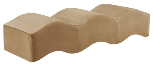 Meridian Furniture Wave Beige Velvet Upholstered Bench-0