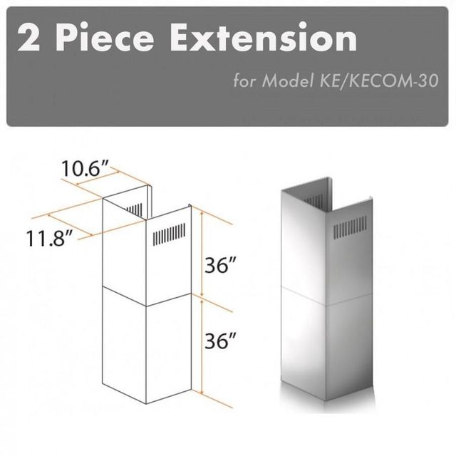ZLINE 36" Stainless Steel Chimney Extension-2