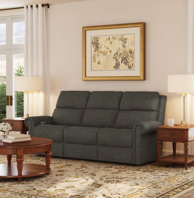 Flexsteel® Customizable Bernard Leather Power Reclining Sofa with Console, Headrest and Lumbar-1