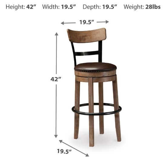Signature Design by Ashley® Pinnadel Tall Light Brown Upholstered Swivel Bar Stool-1