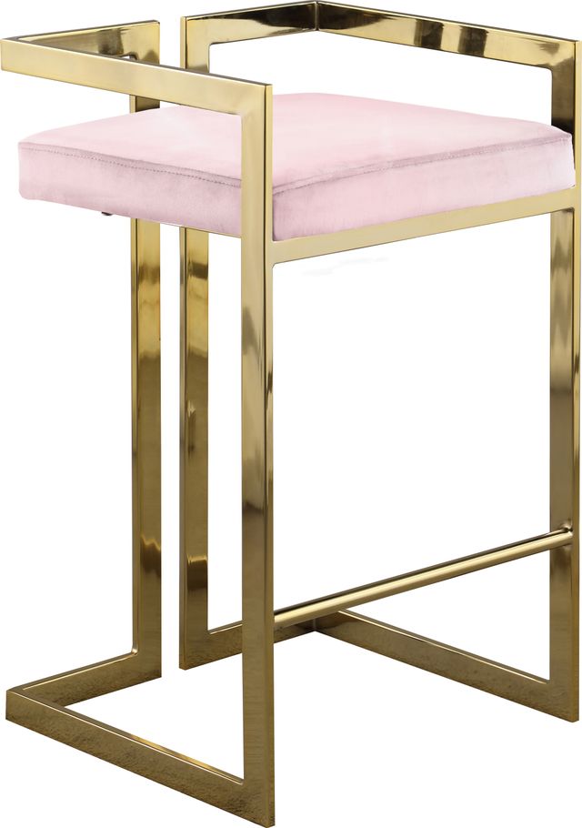 Meridian Furniture Ezra Pink Velvet Counter Stool-0