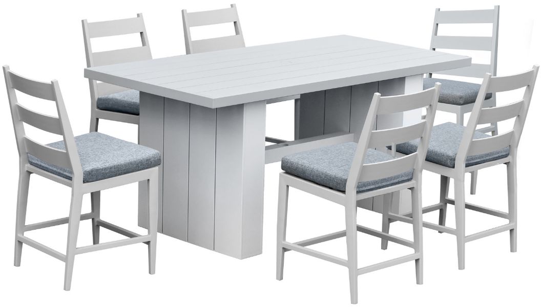 Intercon Nash 7-Piece Buff Aluminum Counter Height Dining Table Set ...