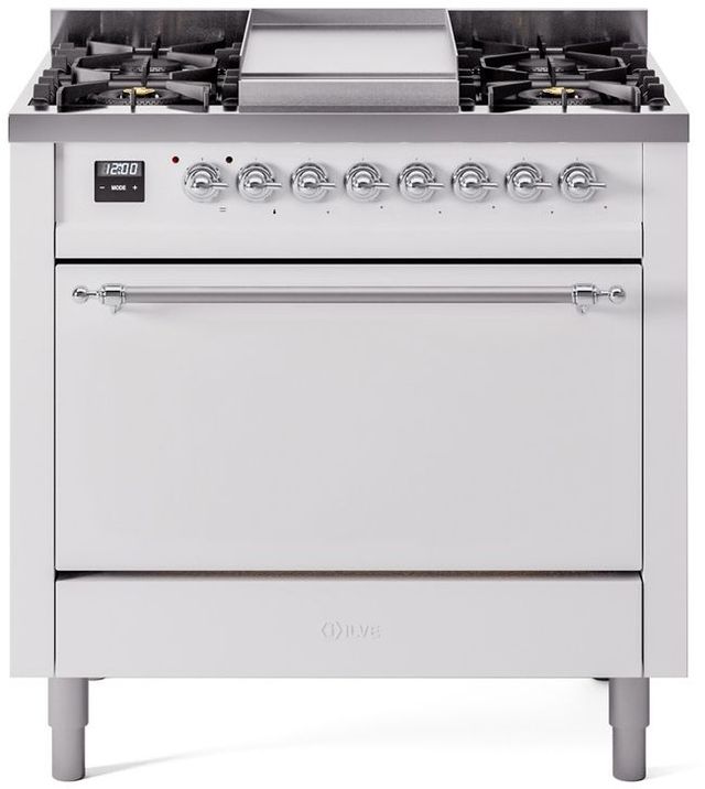 Ilve® Nostalgie II Series 36" White Pro Style Dual Fuel Range-0