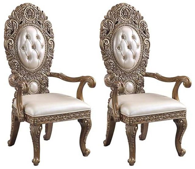 ACME Furniture Constantine 2-Piece Brown/Gold Arm Chair Set-0