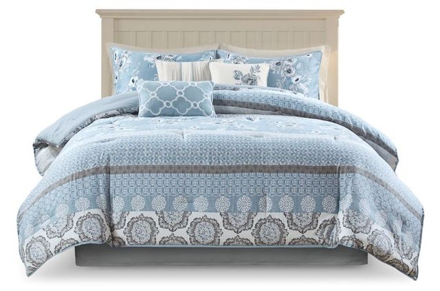 Olliix by Madison Park Willa Blue King/California King Six Piece Reversible Coverlet Set-0