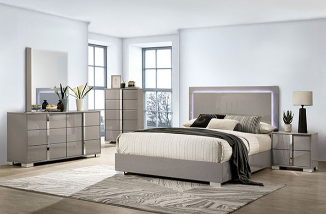 Furniture of America® Sinistra 4-Piece Light Taupe Queen Bedroom Set-0
