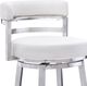 Armen Living Madrid Brushed Stainless Steel/White Bar Stool-3