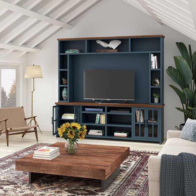 Legends Home Nantucket Blue Denim/Whiskey Entertainment Center-1