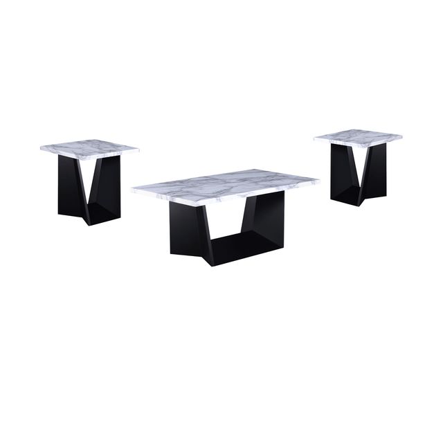 Crown Mark Adea 3-Piece White Living Room Table Set with Black Base-0