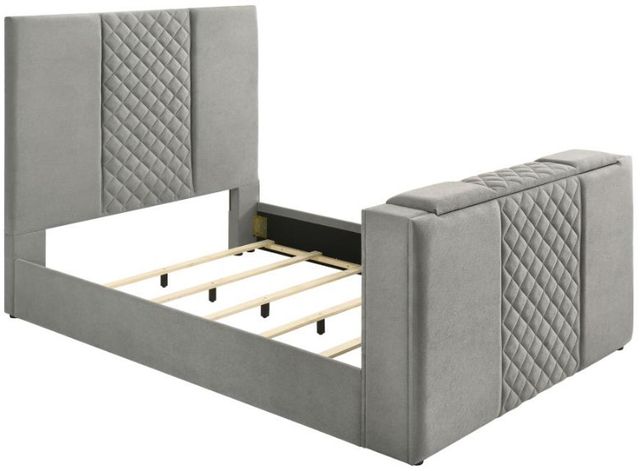 Coaster® Tara Gray Queen Upholstered Sleigh Bed-0