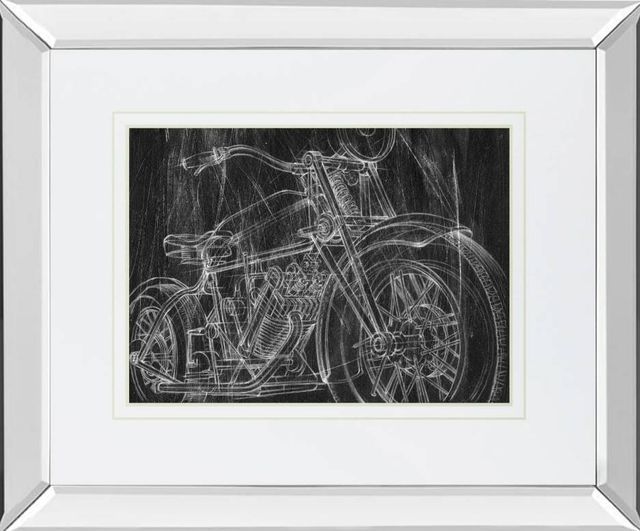 Classy Art Motorcycle Mechanical Sketch I by Ethan Harper Mirrored Frame Wall Art-0