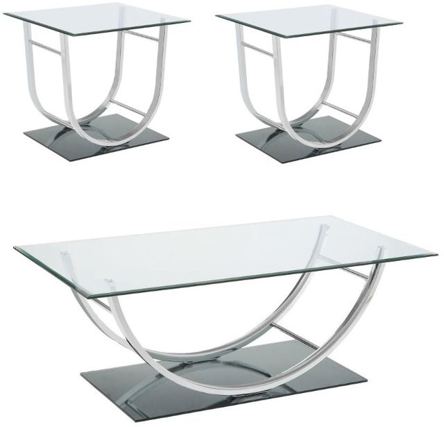 Coaster® Danville 3-Piece Tempered Glass Top Occasional Table with Chrome Base Set-0