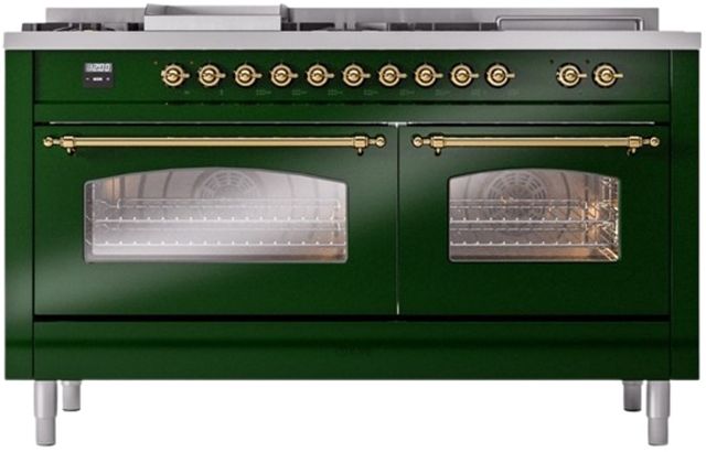Ilve® Nostalgie II Series 60" Emerald Green Pro Style Dual Fuel Range-1