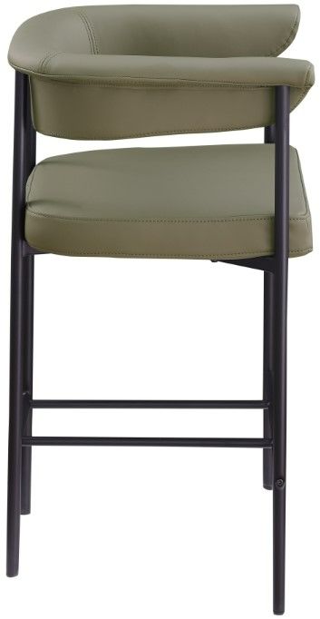 Meridian Furniture Malin Olive-Matte Black Vegan Leather Counter Stool-2